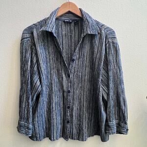 Sid & Sandy Women's Multicolor Button Up Textured Shirt Casual XL Grandma Core